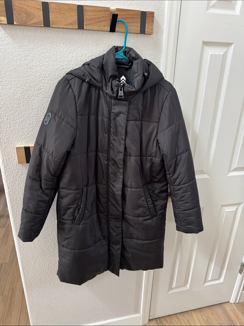 Free Country Black Quilted Hooded Puffer Coat